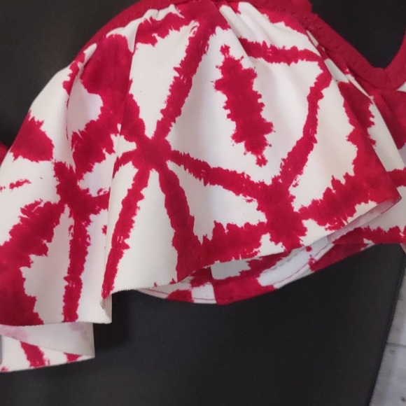 Raisins Dharma Ruffle Off the Shoulder Bandeau Bikini Swim Top Small - Picture 7 of 12